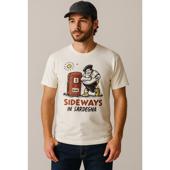 Roark Sideways in Sardegna Graphic T-Shirt Small White Cotton NWT - Picture 1 of 9